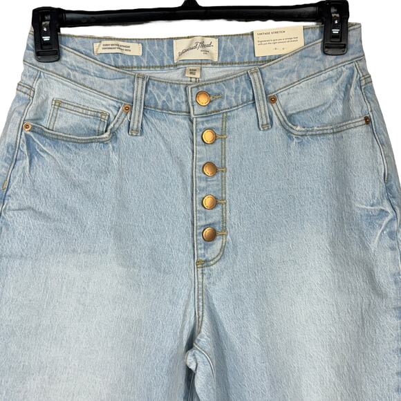 Universal Thread SZ 8/29 Curvy Vintage Straight Jeans Button-Fly Distressed Blue - Picture 2 of 10